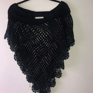 St. John Black Beaded Poncho